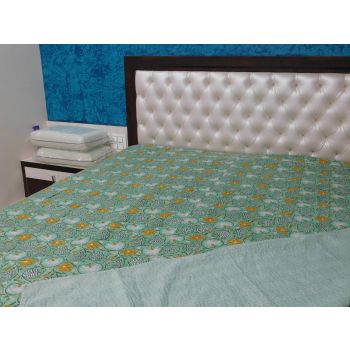 Hand block Floral Print Kantha Quilt Queen/Twin