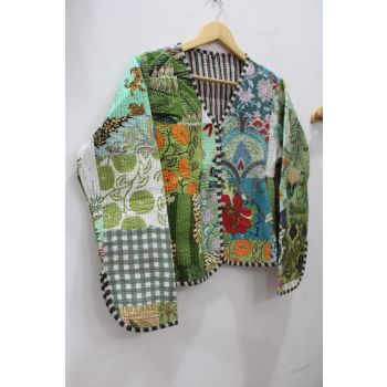 Front Open Handmade Indian Cotton Jacket Patchwork Chhipa-78