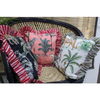 Home Decor Jungle Print Cotton Frill Cushion Cover 3 Piece Set Chhipa-24