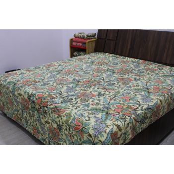 Lemon Butterfly Print Kantha Bedcover Chhipa-13