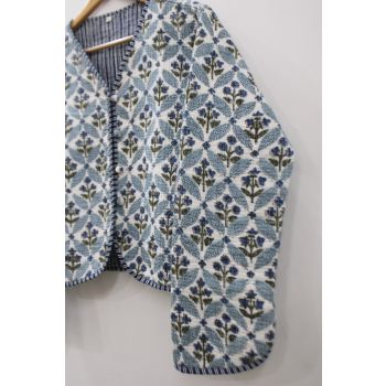 Women Hand Printed Cotton Jacket  Chhipa-26