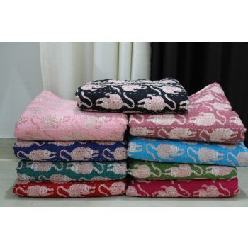 Indian cotton handmade animal print kantha bedcover Chhipa-75