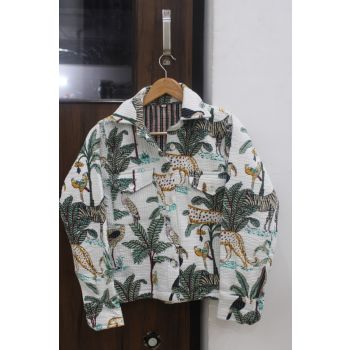 Jungle Print Cotton Quilted Collar Jacket Chhipa-29