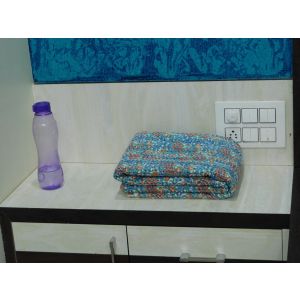 Hand block Floral Print Kantha Quilt Queen/Twin - Chhipa-05