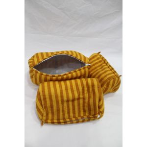 Striped Cotton Pouch Set Handmade Cosmetic Bag Chhipa-57