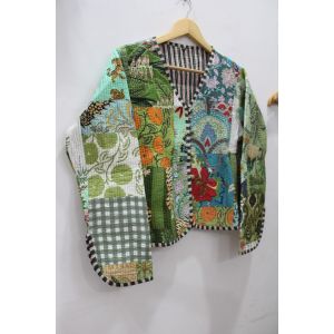 Front Open Handmade Indian Cotton Jacket Patchwork Chhipa-78