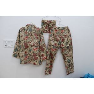 Peacock print cotton Pajama Set Women Night Suit chhipa-38