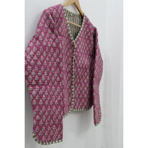Indian Hand Block Print Cotton Women Jacket Chhipa-28