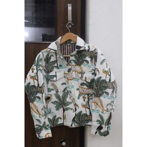 Jungle Print Cotton Quilted Collar Jacket Chhipa-29