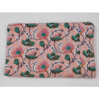 Hand block Indian Kantha Bedcover Queen throw or twin throw 