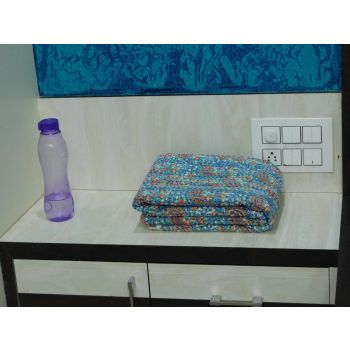 Hand block Floral Print Kantha Quilt Queen/Twin - Chhipa-05