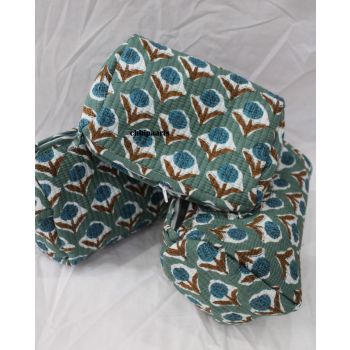Hand Block Butty Print Makeup Toiletry Bags Chhipa-123