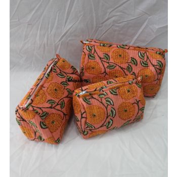 Cosmetic Women Orange Pouch Toiletry Bags Chhipa-124