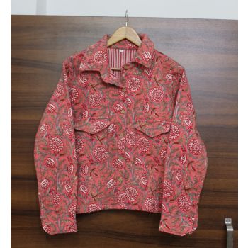 Indian Hand Block Print Cotton Quilted Jacket Chhipa-81
