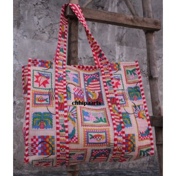Vintage print hand tote bag for women shopping chhipa-91
