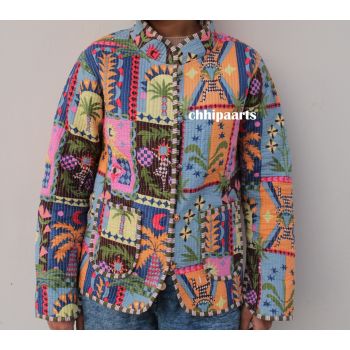Indian Quilted Jacket Vintage Cotton New Coat Chhipa-109