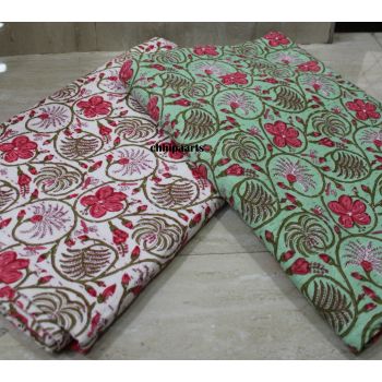 Handmade Cotton Floral Print Kantha Summer Bedcover Chhipa-117