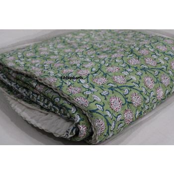 Handmade Cotton Kantha Stitched Floral Print Chhipa- 144
