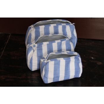 Cotton Quilted Striped Print Cosmetic Makeup Bag Chhipa-33
