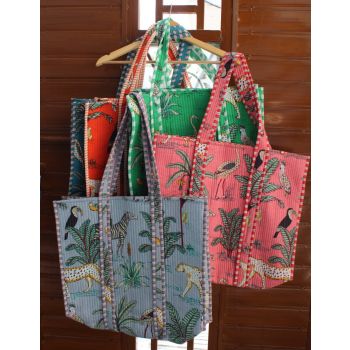 Women Cotton Tote Bag Jungle Printed Bags Chhipa-51