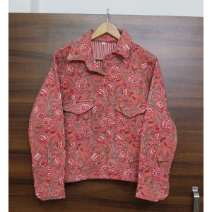 Indian Hand Block Print Cotton Quilted Jacket Chhipa-81