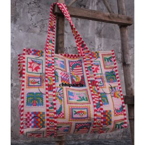 Vintage print hand tote bag for women shopping chhipa-91