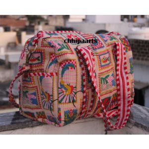 Handmade Cotton Quilted Vintage Small Duffle Bag Chhipa-99