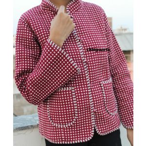 India Handmade Check Print Jacket Chhipa-116