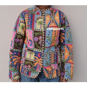 Indian Quilted Jacket Vintage Cotton New Coat Chhipa-109