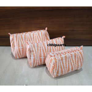 3 piece cotton handmade pouch set women gift Chhipa-159