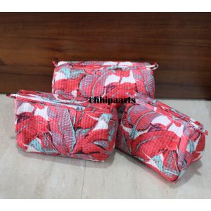 Tree Print Cotton Quilted Cosmetic Toiletry Set Chhipa-161
