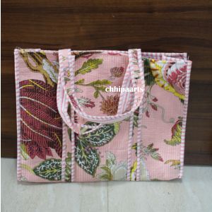 Large Floral Print Quilted Cotton Beach Tote Bag Chhipa-147