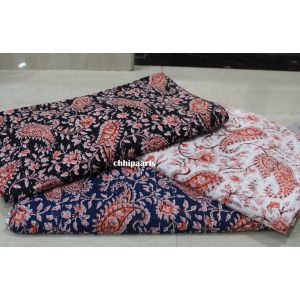Hand bedding kantha Paisley print bedcover Chhipa-112