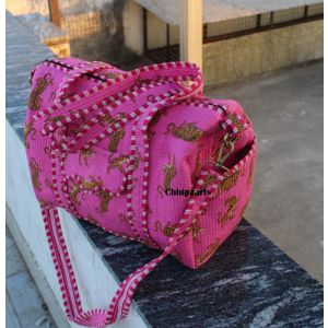 Shopping Quilted Hand Duffle Bag with Tiger Print Chhipa-122