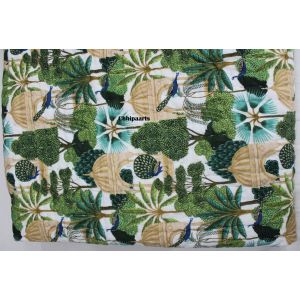 Hand stitched kantha quilt peacock print blanket chhipa-145