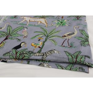 Indian Cotton Fabric By The Yard With Tiger Print Chippa-52