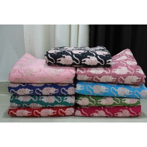 Indian cotton handmade animal print kantha bedcover Chhipa-75