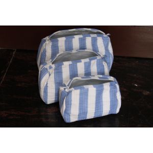 Cotton Quilted Striped Print Cosmetic Makeup Bag Chhipa-33