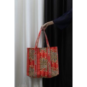 Tiger Print Cotton Quilted Hand Tote Bag Chhipa-18