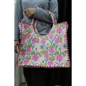 Floral Print Hand Tote Bag Party Wear Women Cotton Bag Chhipa-47